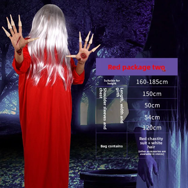 أزياء الهالوين المخيفة بيني Npc تلبيس الناس ملابس الهالوين التأثيرية الدعائم شبح أنثى بيضاء مخيفة مع قبعة