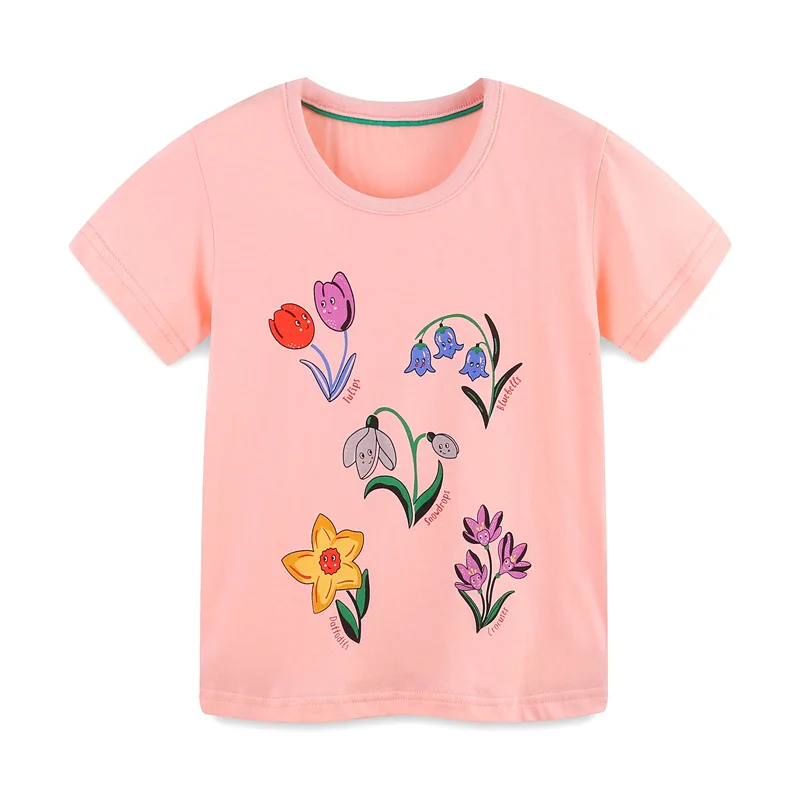 Jumping Meters 100% Cotton Summer Girls Tees Baby T shirts Fashion Cotton Boys Girls Tops Hot Selling Toddler Clothes