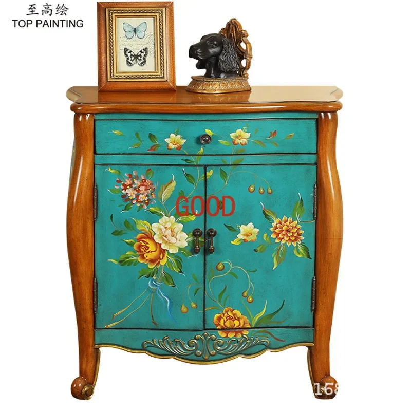Side Cabinet Retro Painted Storage Locker Side Table Small Apartment Sitting Room Cabinet