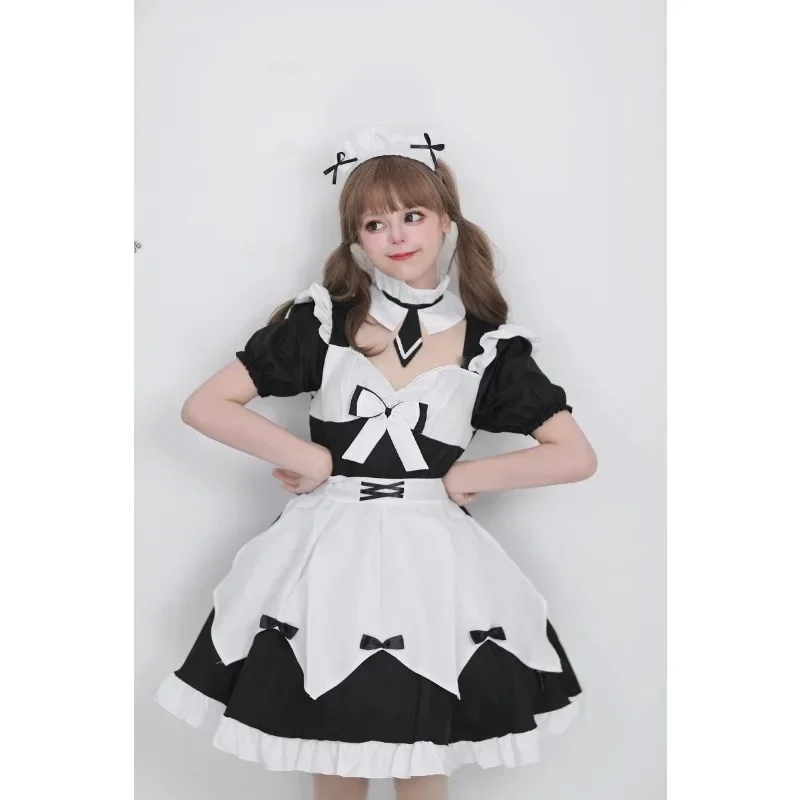 

Black White Lolita Maid Costume Cosplay Costumes Cute Dress Sexy French Apron Uniform Cafe Maid Party Skirt Women Clothing