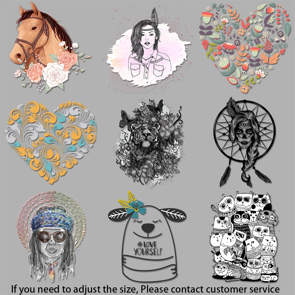 Mystic - girl Graphic Trendy - bohemian - Design Cute - cats - Visual heat transfer sticker for clothes Perfect for DIY Gifts