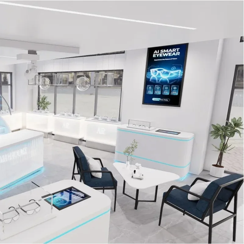 custom.Custom Modern Full Set Optical Shop Interior Fitout LED Eyewear Display Cabinets Complete Eyeglass Furnishing Solut