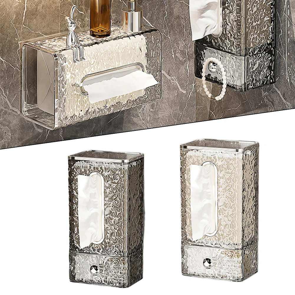1pc Wall-mounted Face Towel Storage Box Space-saving Household Light Luxury Style Inverted Drawer Box For Bathroom Kitchen