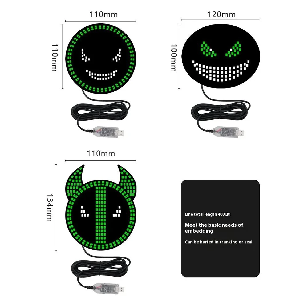 Devil's Eye LED Decorative Light Car Warning Rear Window Expression Light Special for Windshield USB 5V Powered Car Decoration