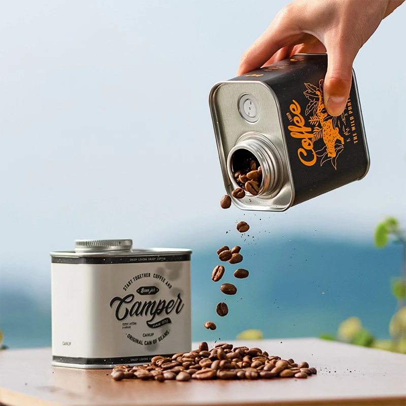 1PC Coffee Beans Sealed Cans Outdoor Camping Tin Box Packaging Storage Fresh-Keeping Breathing Tin Cans