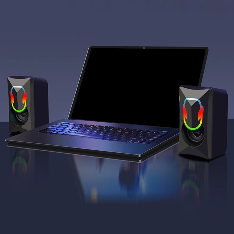 USB-Lautsprecher, 3,5-mm-Anschluss, Desktop-Stereo-Sound, Musik, RGB-Licht, Spiellautsprecher K1KF