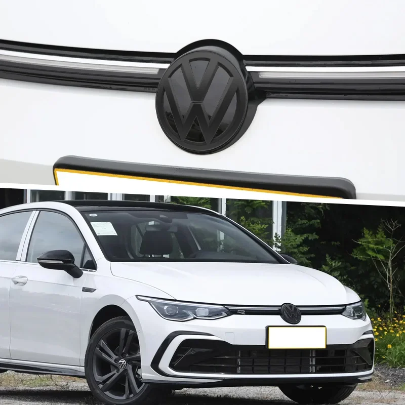 

1/2Pcs 132mm Front Grille Badge 111mm Rear Trunk Emblem Gloss Black Logo Upgrade For Golf 7.5 2018 2019 2020 Kit Car Styling