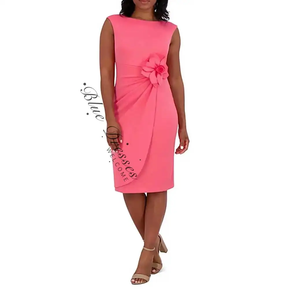 

customized Mother of The Bride Dresses Knee Length Sleeveless Floral Boat Neck Maternity Mother Dress Elegant Party Formal Gowns
