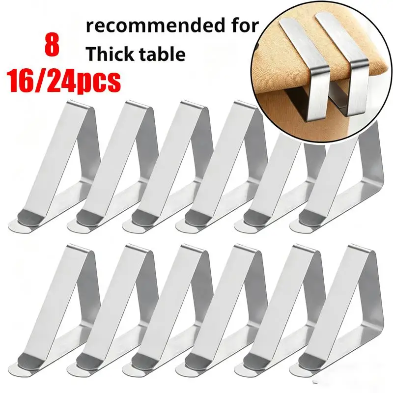 8/16/24PCS Tablecloth Clips Stainless Steel Anti-Slip Tablecloth Clamp Table Cloth Cover Fix Clips for Camping Wedding Promenade