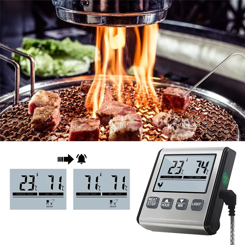 ABMI-TP710 Digital Timing Food Thermometer Temperature Meter With Timer-Function Meat Probe Electronic Kitchen Tools For BBQ