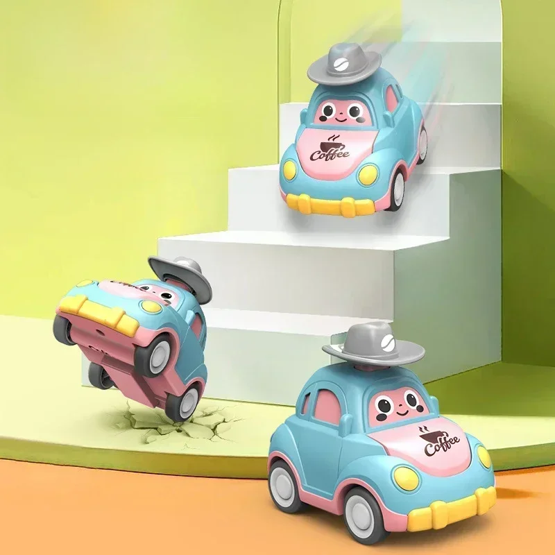 Mini Press Go Vehicles Inertia Pull Back Cars Baby Cartoon Toy Car Montessori Early Education Crawling Toys dla małych chłopców