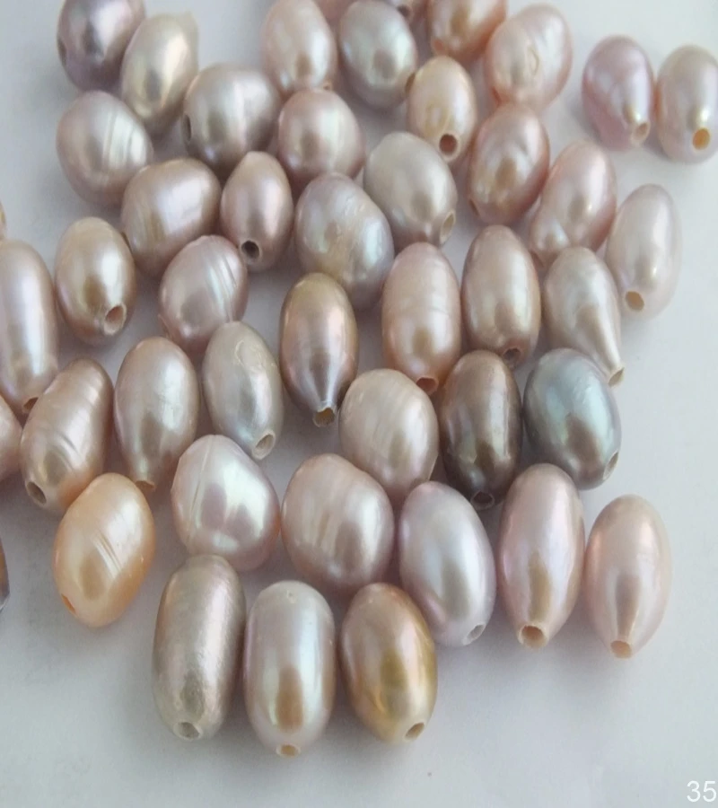 

100pcs/lot 9-10mm 2mm Hole FRESHWATER PEARL Rice Loose Bead