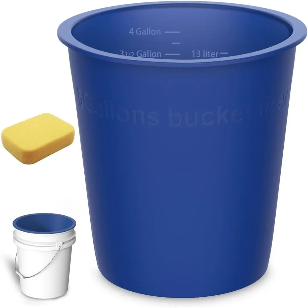 

5 Gallon Bucket Liner Reusable Rubber Bucket Liners for Concrete Mix and Thinset (Blue 5 Gallon)