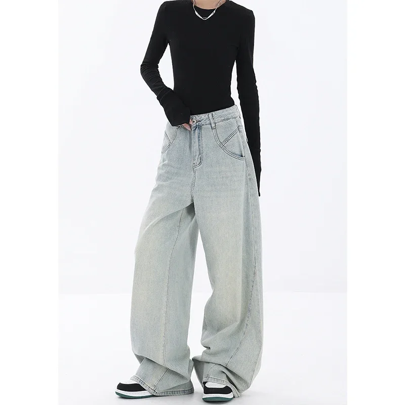 

Women's Jeans 2024 New Wide Leg Casual Streetwear Femme High Waist Trouser Vintage Baggy Jeans Fashion Straight Mom Denim Pants