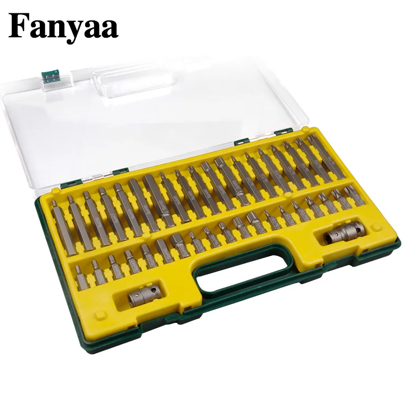 Fanyaa S2 Steel 3/8 Bit Set 40pcs, Hex Bit, 12 Point Star Bit 12 Angle Bits Spline Bit, Torx Bit with Adapters Car Repair Tool