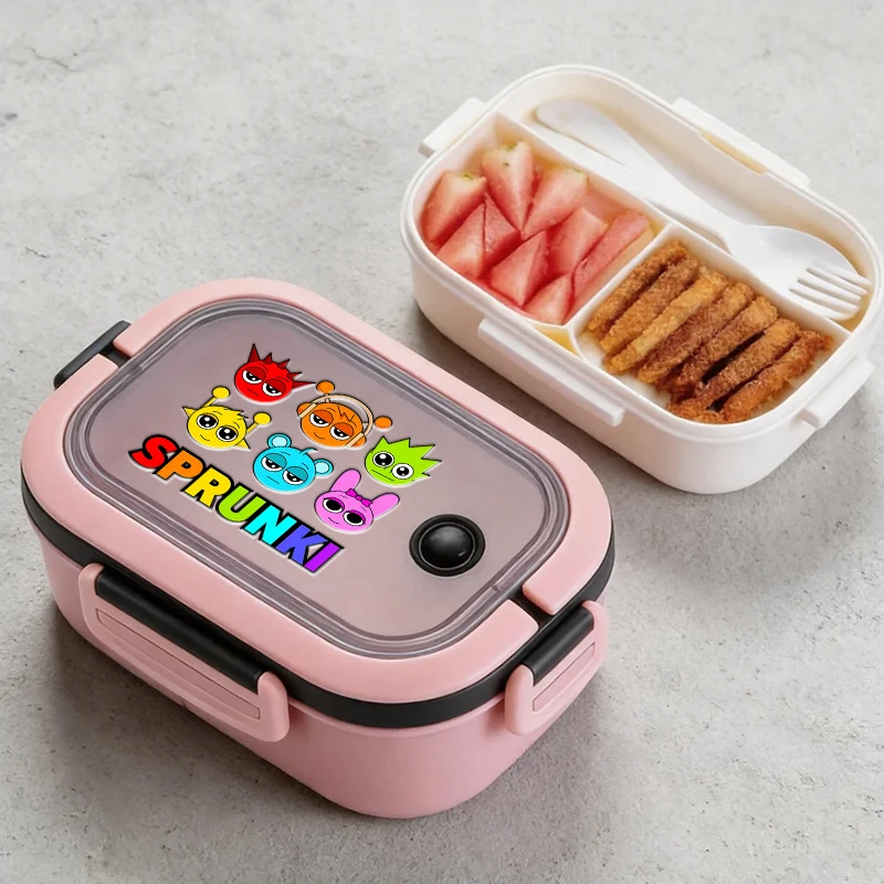 Sprunkis Serie Obst-Bento-Schale, Trendige Lunchbox mit Gabel und Löffel, Mikrowellengeeignet, Praktische Erwärmung, Cartoon-Geburtstagsgeschenke