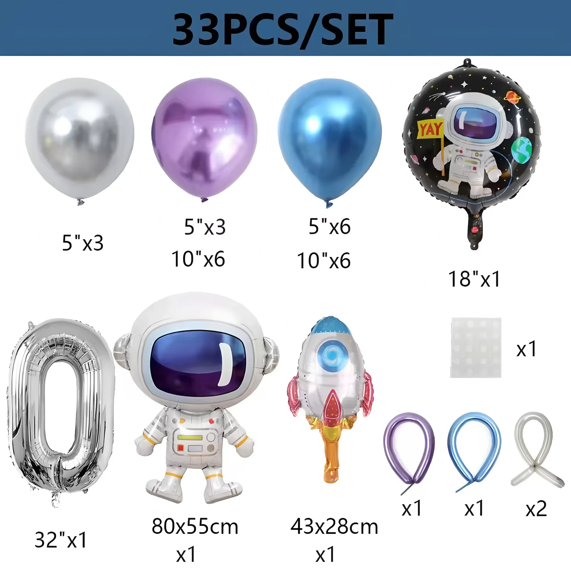33-teiliges Weltraum-Astronauten-Raketen-Ballon-Set – bunte aufblasbare Dekoration für Kindergeburtstagsfeiern, Weltraum-Themenfeiern – Detail 11