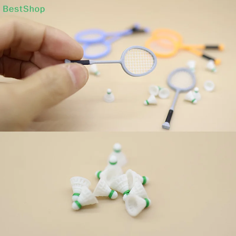 ♥ ♥ Juego de raqueta de bádminton en miniatura para casa de muñecas 1:12, Mini escena de simulación deportiva para juego de simulación