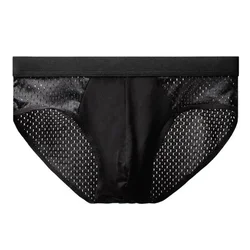 Sexy Men's Underwear - Ice Silk & Bamboo Charcoal Fiber Blend - Antibacterial, Breathable, & Comfortable Hollow Underpants