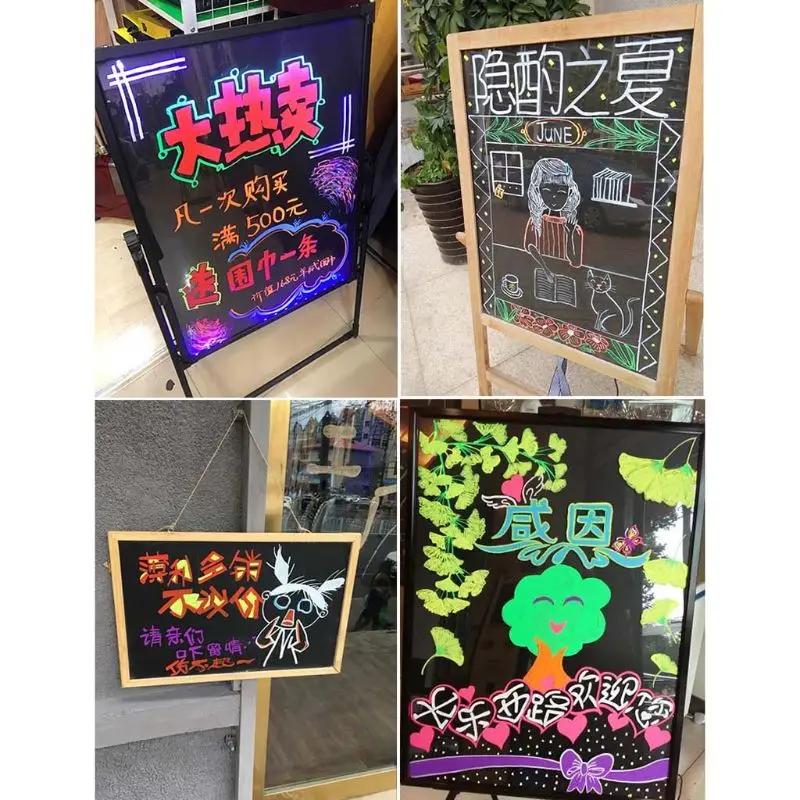 Marcador giz líquido fluorescente, 8 cores, caneta para escrita LED