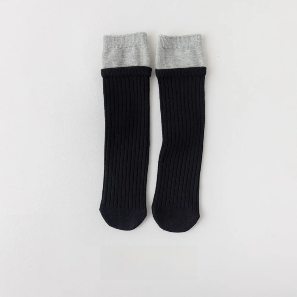 Trendy Contrast Color Knee High Socks Fake Two-Piece Ins Style Slouch Socks Ribbed Runway Style Long Socks For Kids