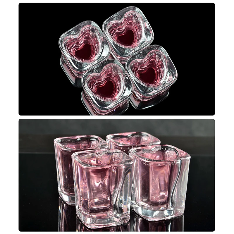 1pc Girly High-looking Heart-shaped Glass Wine Glass Whiskey Cocktail Thickened Heat-resistant Glass Party Bar Romantic Wedding