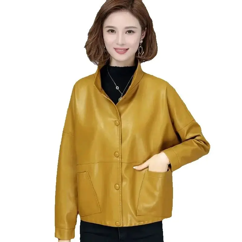 

High-grade Leather Women's 2024 New Korean Version Of Age-Reducing Leisure Imitation Sheepskin Loose Wild Fashion Short Coat Tid