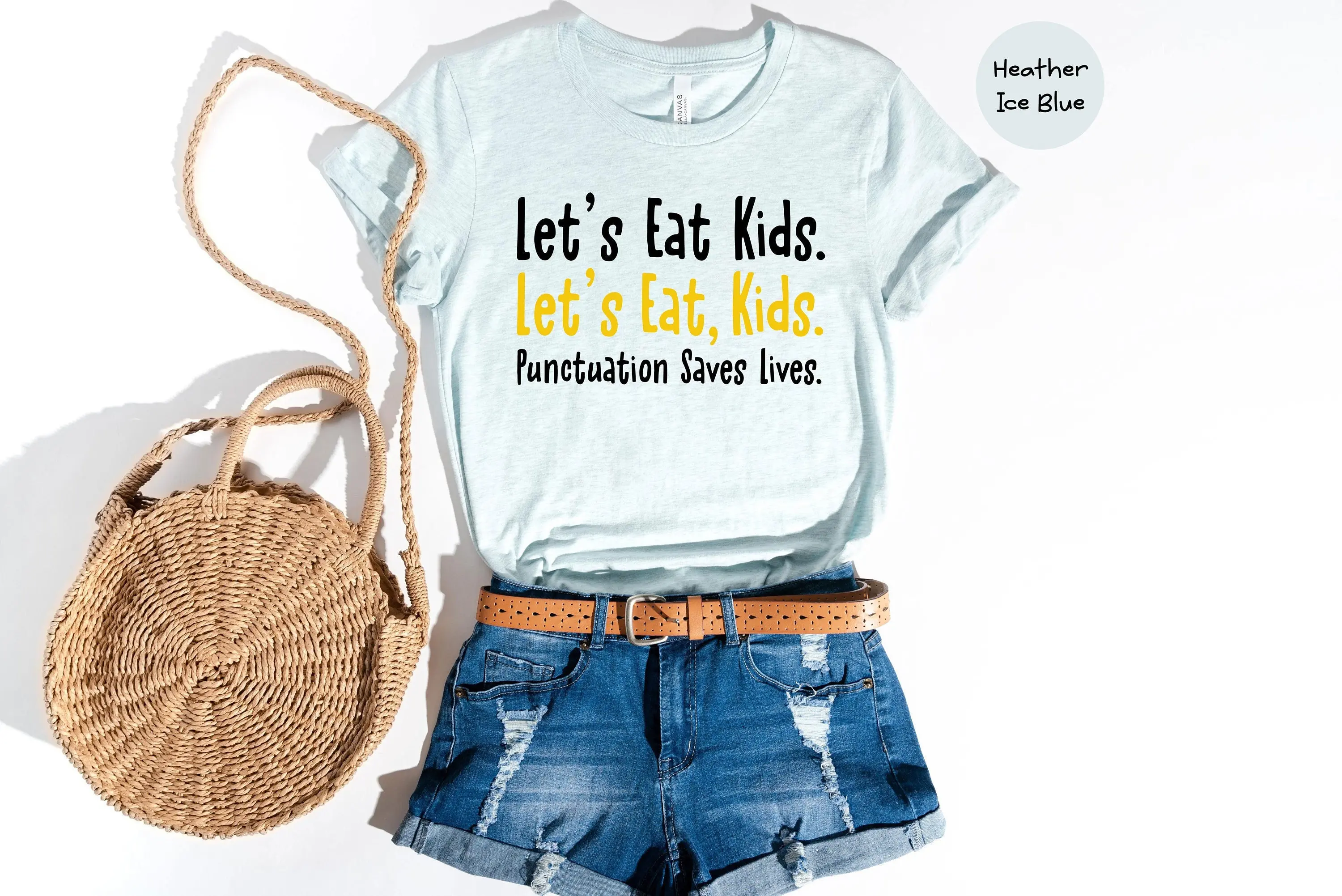 Let'S Eat Kids T Shirt Funny Punctuation Grammar Teacher English