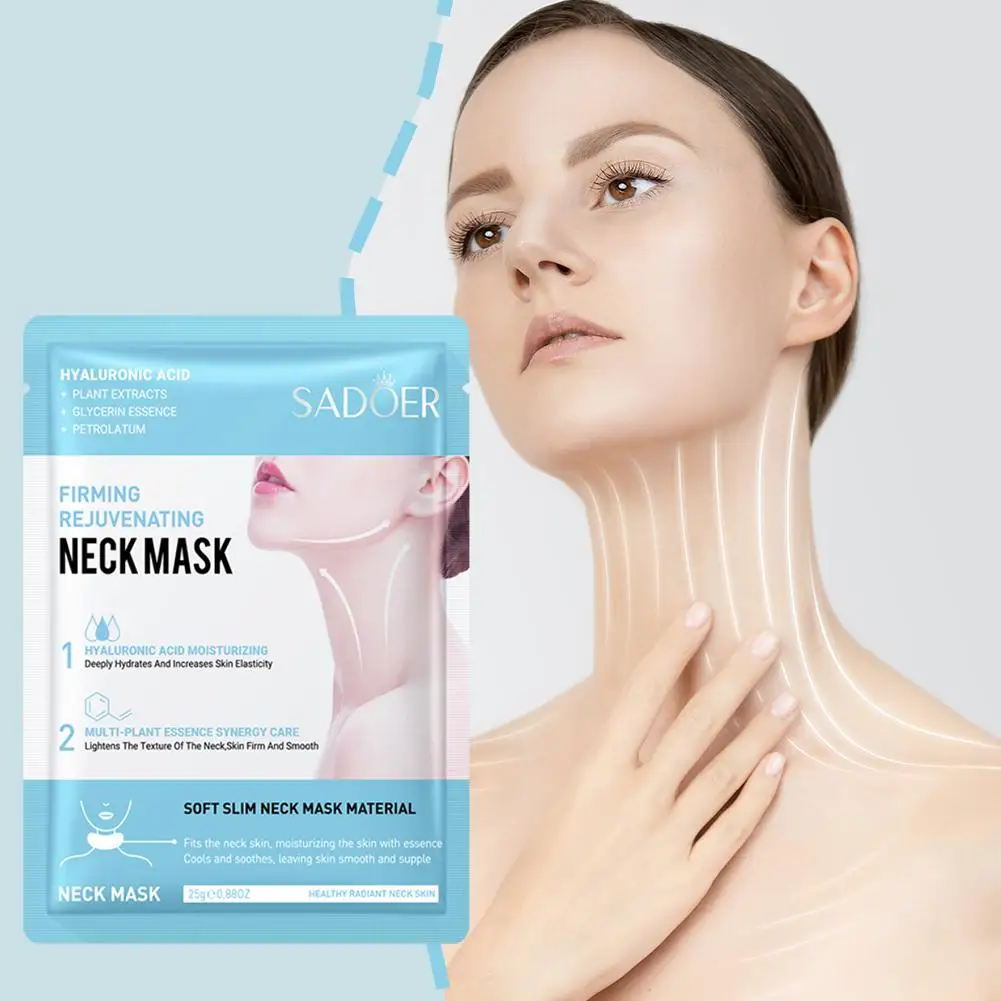 Mascarilla de ácido hialurónico para el cuello, mascarilla reafirmante de colágeno, cuellos nutritivos, hidratantes, iluminadores de la piel, belleza, L9F9