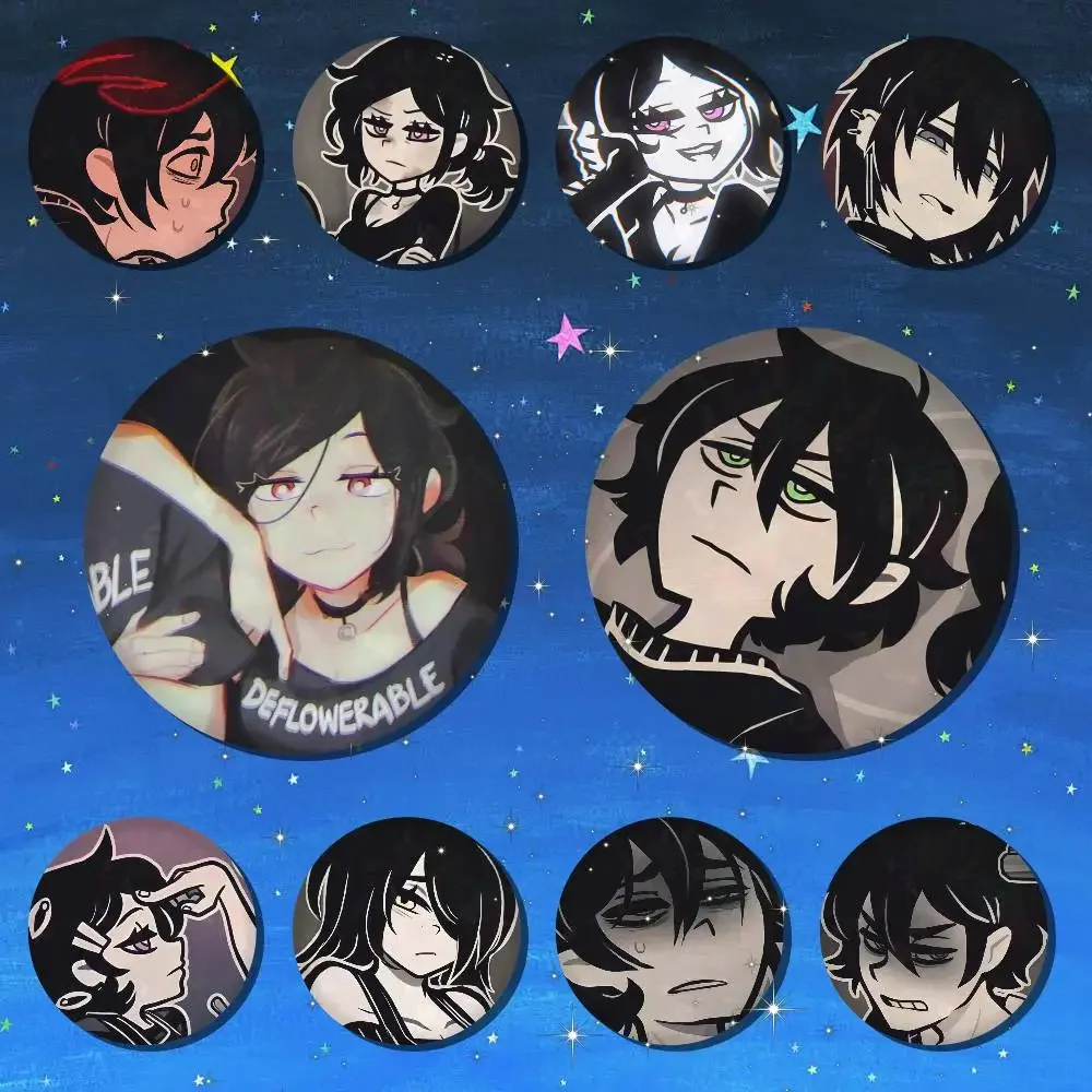 A-The C-Coffin Of Andy And Leyleys Round Snap-in Brooches Rock Band Lapel Pins Badges Fan Collection Accessories Jewelry