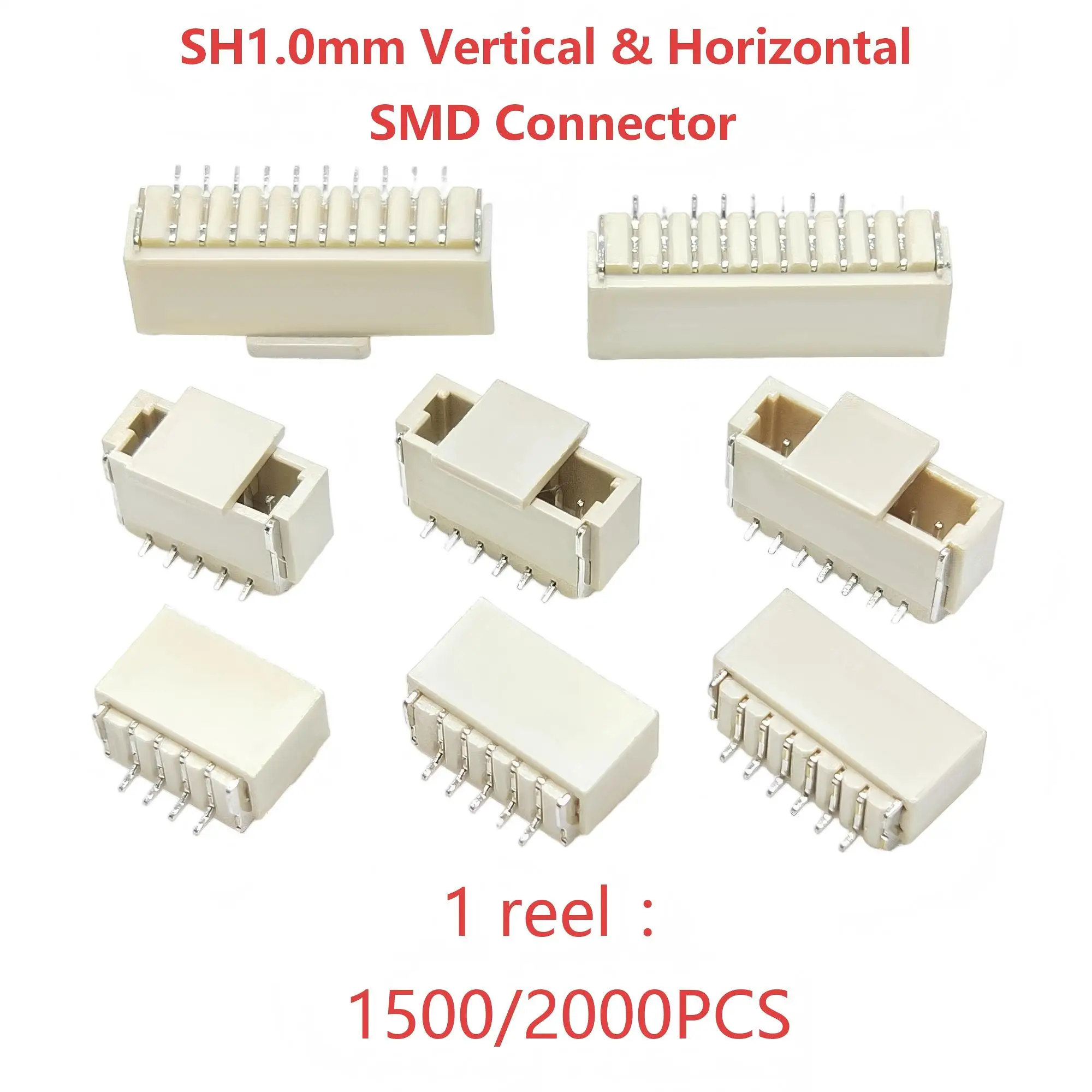 SH1.0 Connector Vertical & Horizontal Type 2-12 Pin Wire-to-Board Terminal Plug Female Socket High Temperature Resistant