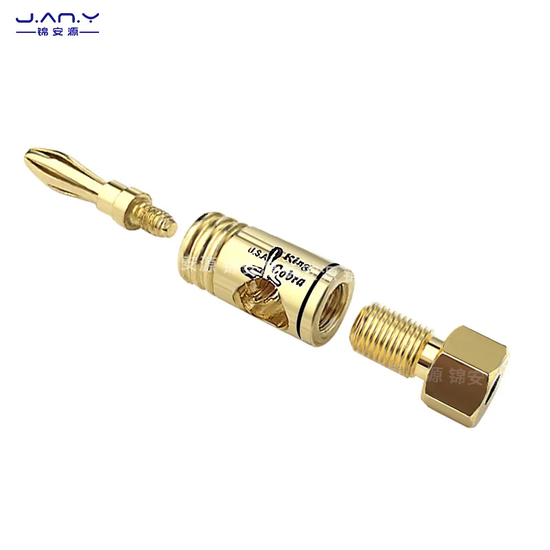 Copper gold plated 4mm banana plug audio amplifier speaker no soldering crimping terminal lantern type terminal socket