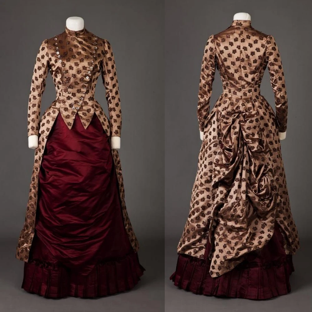 

1880s Gothic Steampunk Bustle Day Dress Victorian Edwardian Duchess Walking Travel Costume Georgian Manor Tea Party Ball Gown