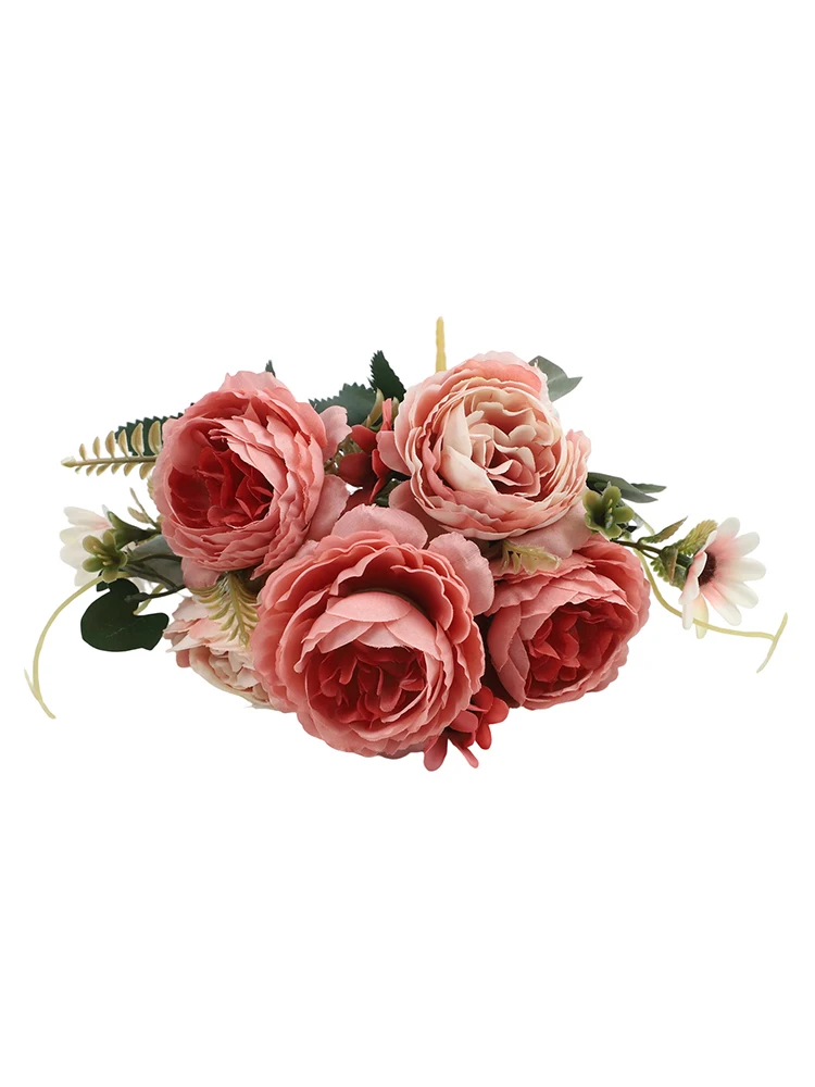 Artificial Flower Bouquet Designed with Peony Elements for Living Room Dining Table Mantel Shelf and Event Centerpiece