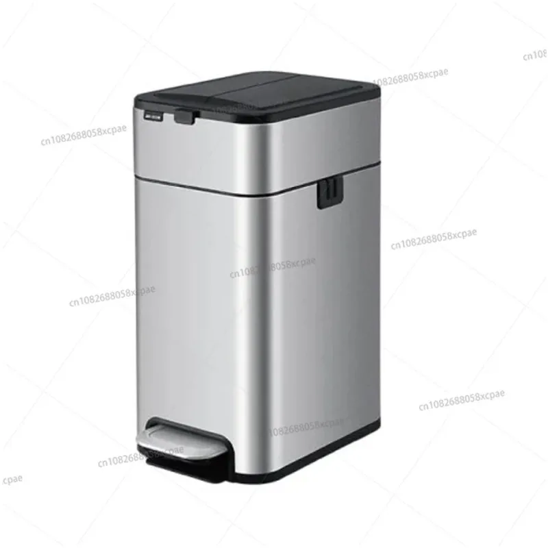 10l-rectangular-kitchen-trash-can-stainless-steel-recycling-trash-can-with-pressure-lid-and-foot-pedal-structure