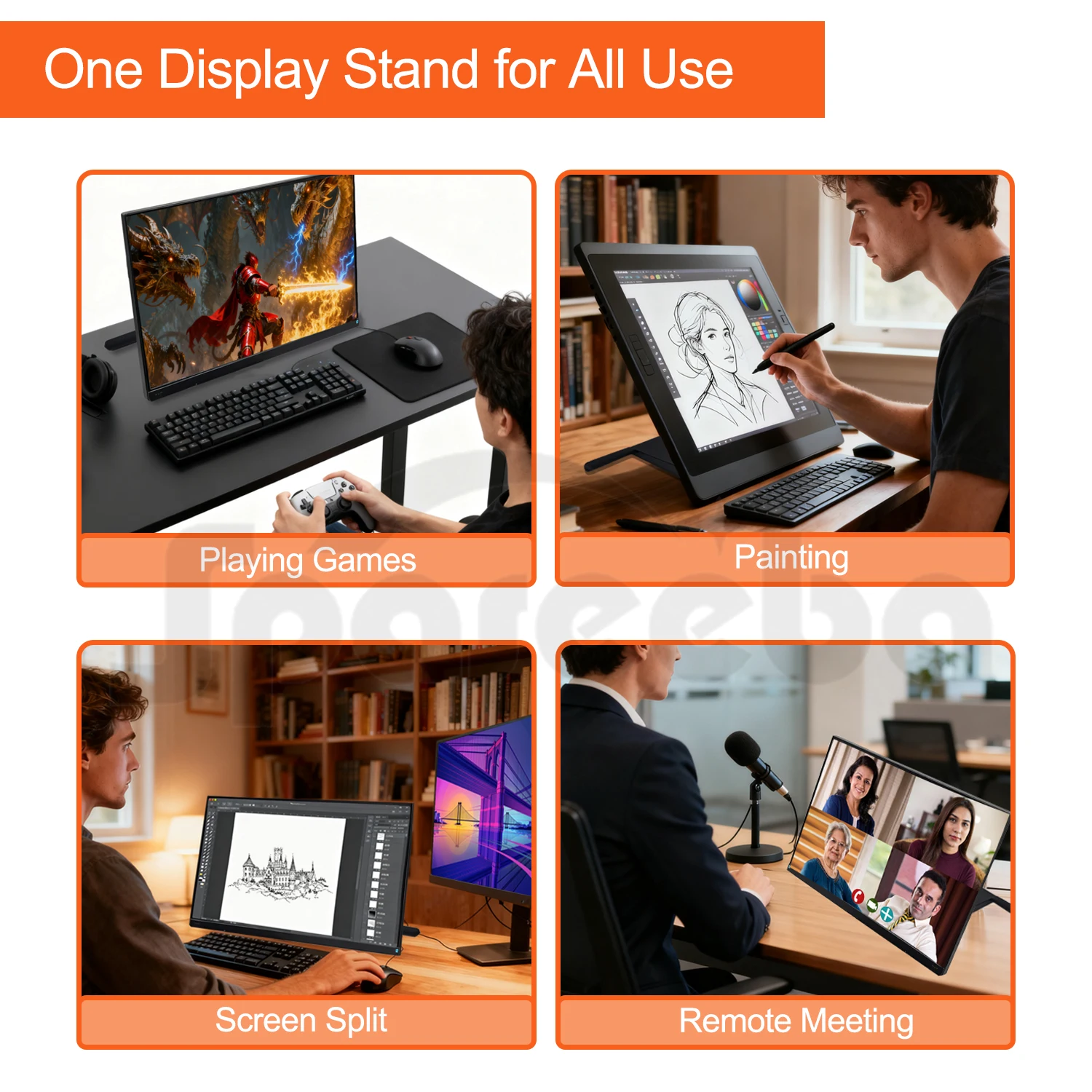 14-27'' LCD Monitor Base Bracket/Digital Graphics Tablet Display Stand/Folding Universal Holder for WACOM/HUION/XP-PEN