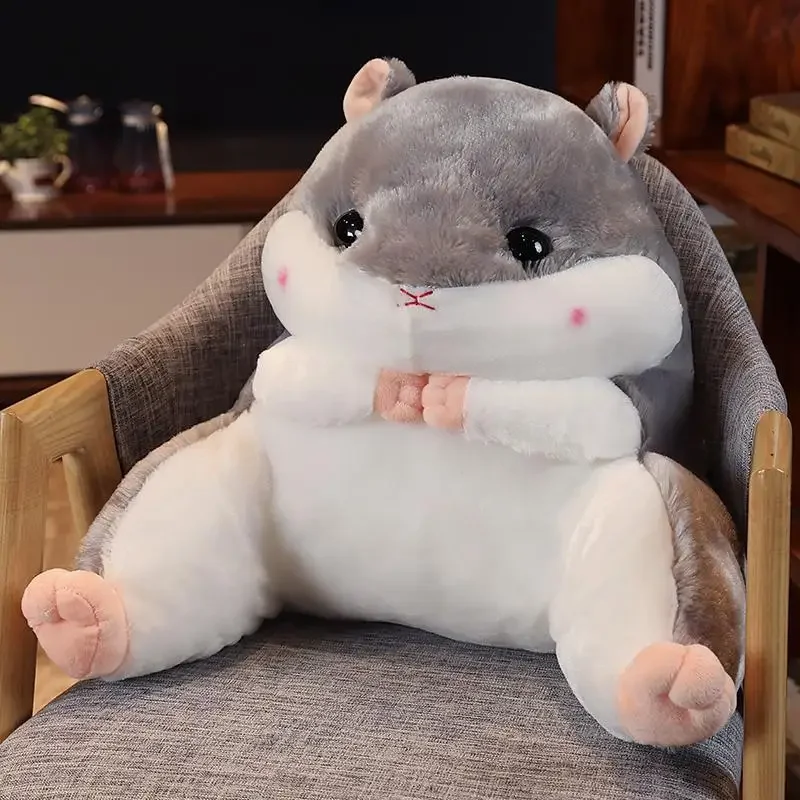 Cute Hamster Backrest Car Office Seat Cushion Student Pregnant Woman Waist Protection Throw Pillows Decoration Home Sofa Bedside