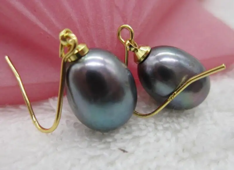 Dangle AAA 9-12mm Tahaitian Black Pearl Earrings Charm Accessories Holiday Gift Cultured