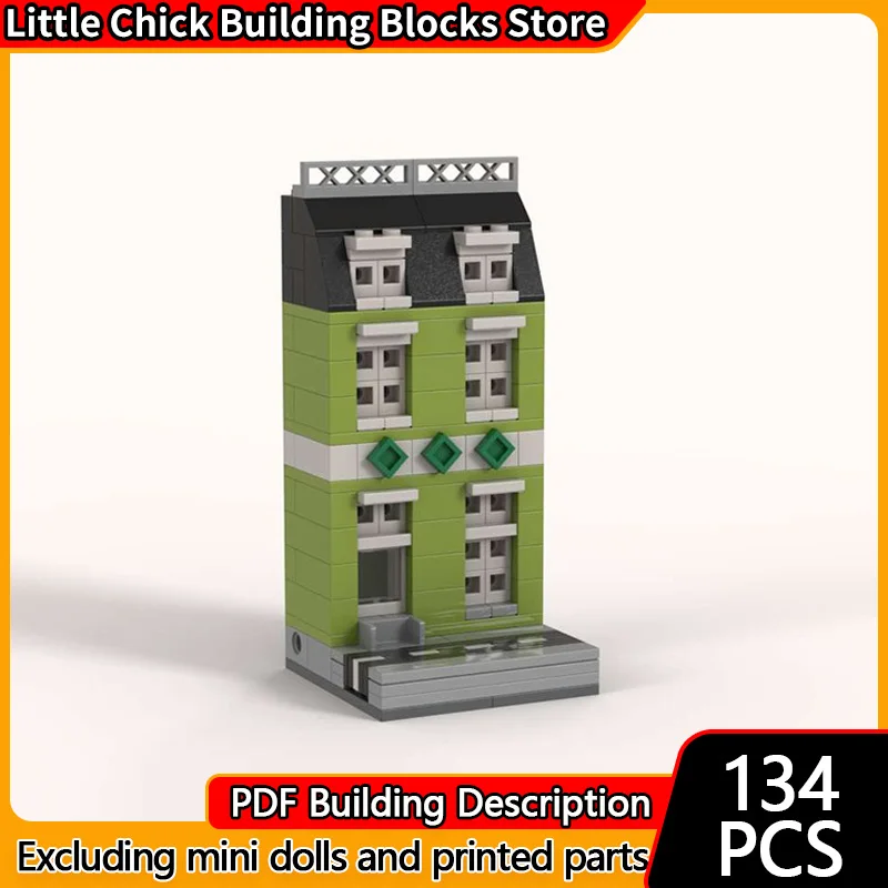 

Модель City Street View MOC, строительные кирпичи, лаймовая жилая квартира, модульная технология, детский праздничный подарок, сборный игрушечный костюм