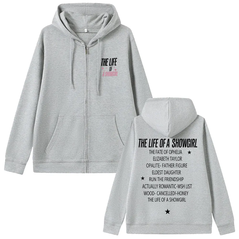 Bluza z kapturem na zamek The Life of A Showgirl, nowy album 2025, prezent dla fanów, męska damska modna bluza oversize na zamek, unisex bluza rozpinana.