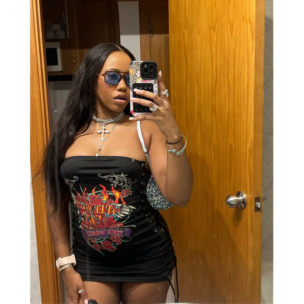 

Graphic Black Mini Sexy Dress Lady Party Bodycon Evening Dresses 2025 Women Summer Elegant Luxury Prom Luxury Cute Dresses