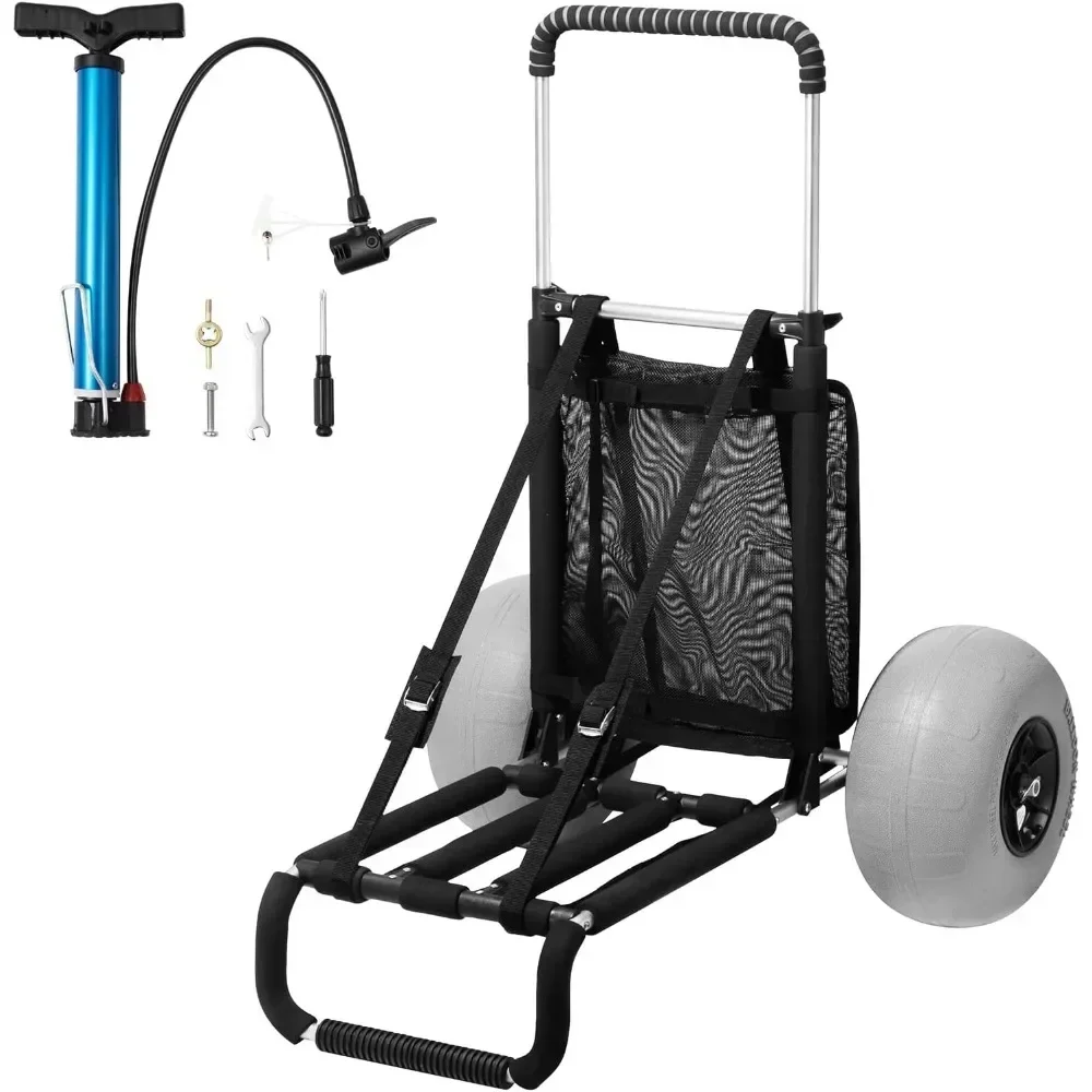 

VEVOR Heavy-Duty Sand Beach Cart with Large Wheels, 29.9 x 15.4 Load Area, 12 Balloon Tires, Supports Up to 165lbs, Collapsible