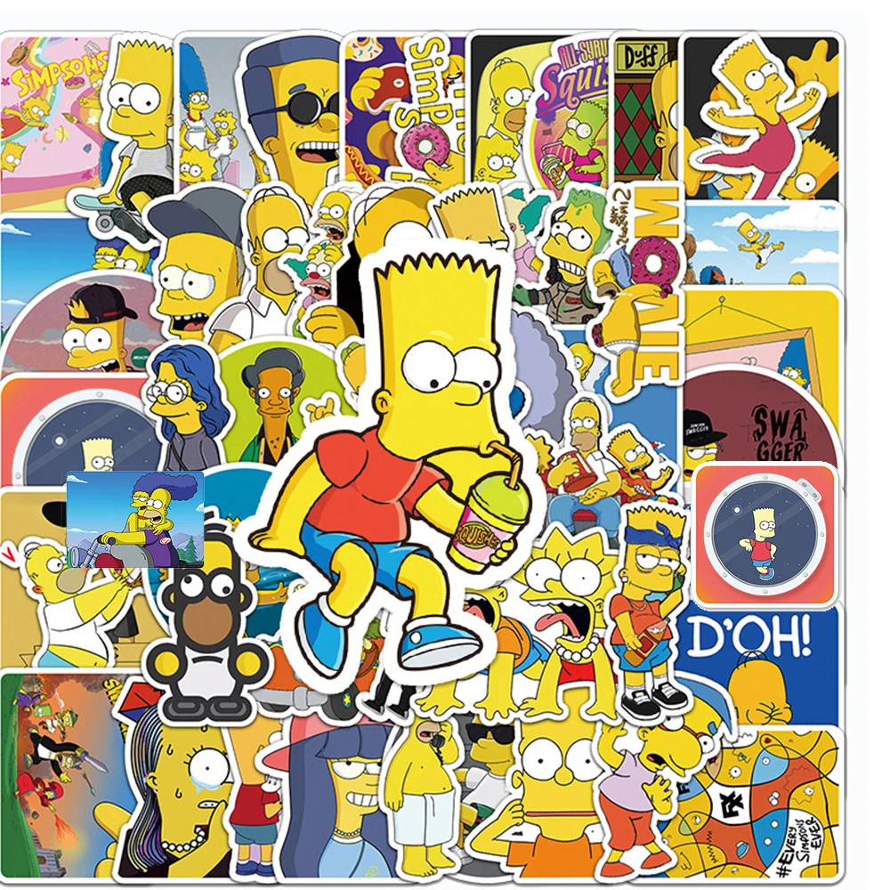 10/30/50pcs Funny Cartoon The Simpsons Stickers for Kids DIY Scrapbooking Suitcase Bike Phone Waterproof Kids Anime Decals Toys