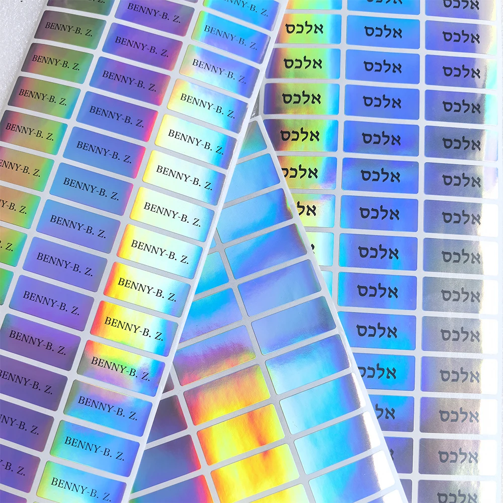 120pcs Laser Sticker Cartoon Name Stickers 30x13mm Waterproof Multicolour Children Labels Hebrew Names Decals for Organization