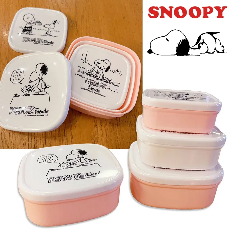 3pcs Snoopy Lunch Box portatile Cartoon studenti Fruit Case Set Office School Anime Picnic Kids Food Container Storage Bento Box