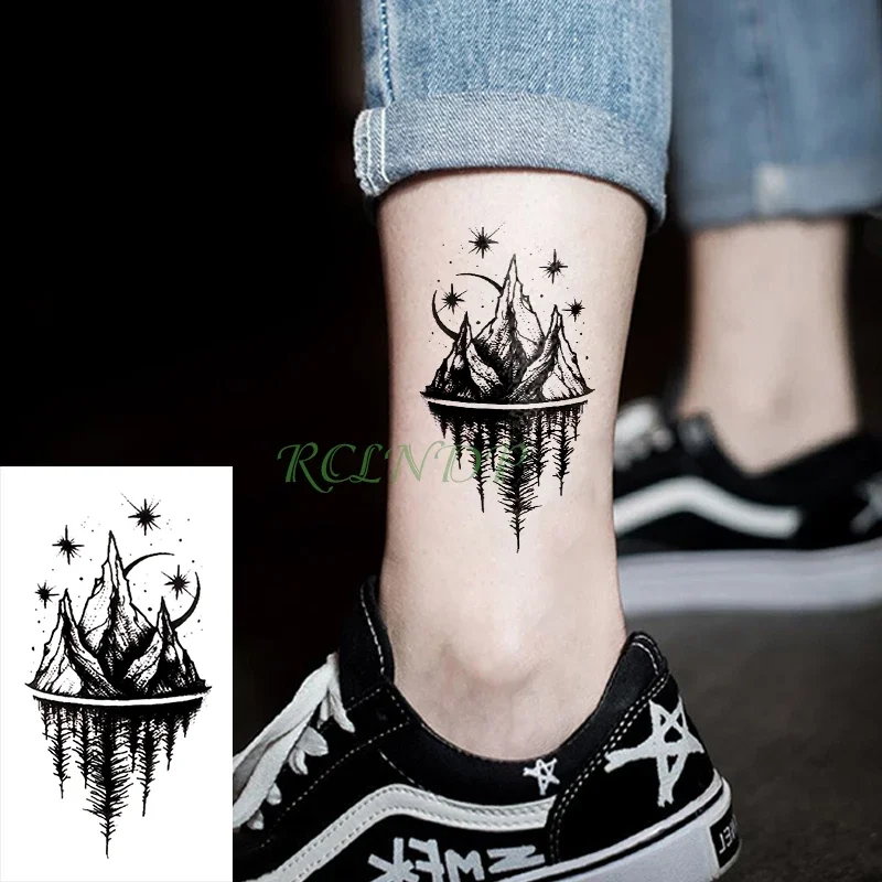 

Waterproof Temporary Tattoo Stickers Moon Hill forest star Fake Tatto Flash Tatoo Tatouage Body Art Hand Foot for Girl Women Men