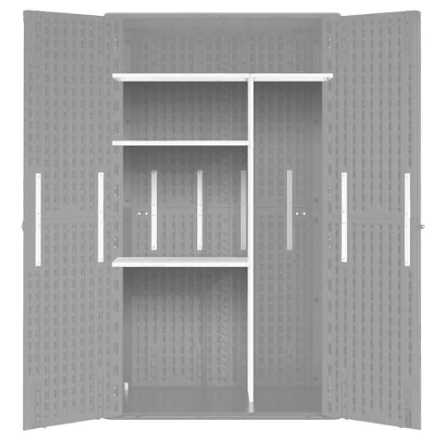 Outdoor Storage Shed Shelf, Metal, White, 55LBS Capacity, Easy Assembly, 45.6 L×13.2 W×69.1 H for 60 Cu Ft Cabinet