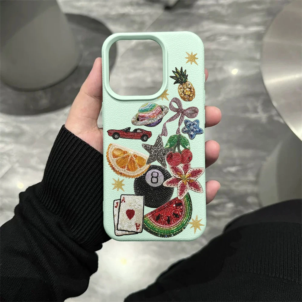 Stickerei-Elemente Handyhülle für iPhone 17 16 15 14 13 12 11 Pro Max 16 15 14 Plus 17 16 15 14 Pro 17Air Silikon Matte Hülle – Detail 10