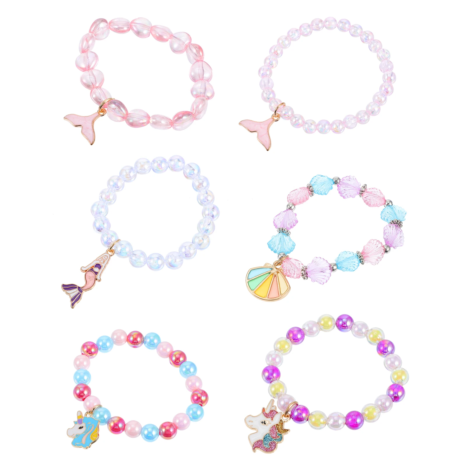 6 braccialetti con perline unicorno colori acrilici bambini ragazze bambino bambini festa di compleanno finta accessori regali