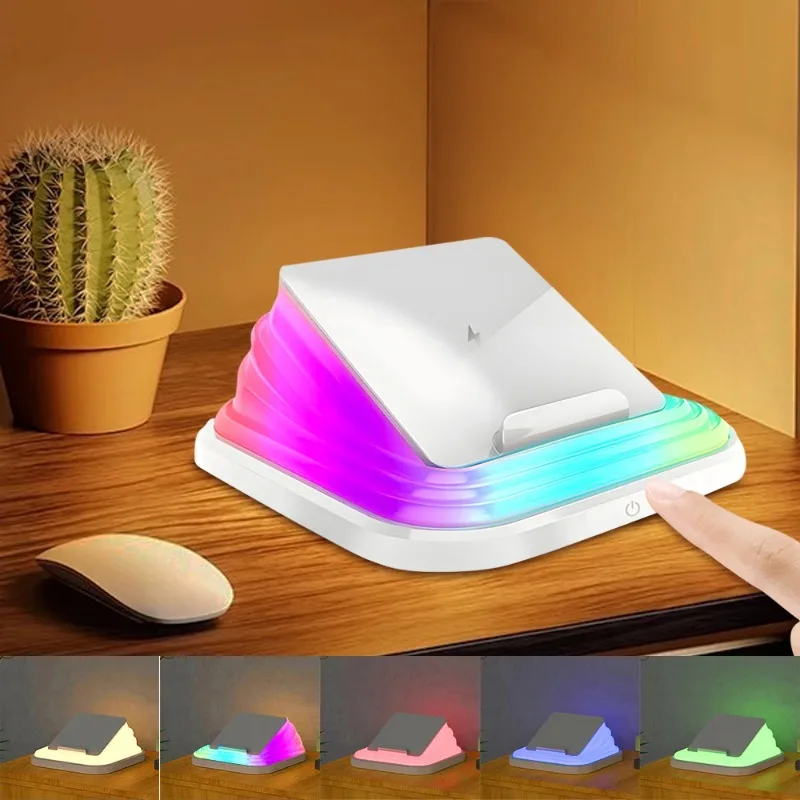 4-Color 15W Magnetic Wireless Charging Night Light, Adjustable Bedside Lamp for Bedroom, Office, Gift